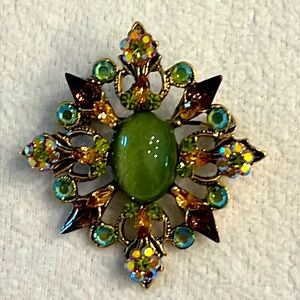 Rhinestone Brooch 2” diameter